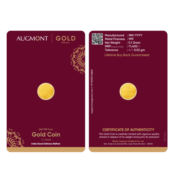 0.1Gm Gold Coin (999 Purity)